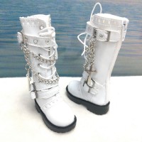 SHM074WHE MSD DOC 1/4 Bjd Doll Shoes Cross & Chain Boots White SHM074WHE MSD DOC 1/4 Bjd Doll Shoes Cross & Chain Boots White